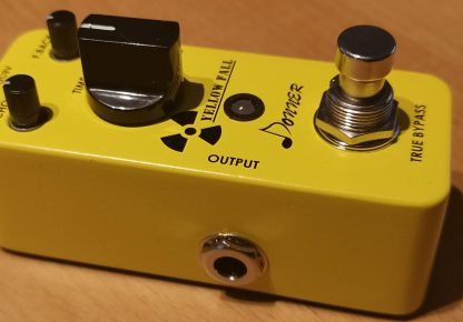 Donner Yellow Fall Reverb effects pedal left side view