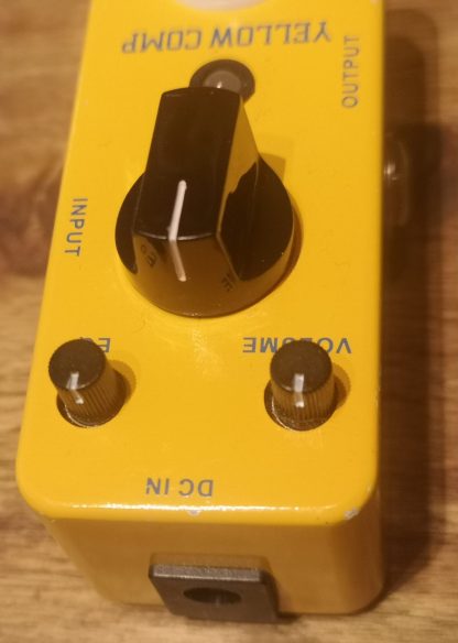 Mooer Yellow Comp effects pedal - top side view