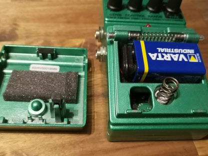 DigiTech Synth Wah envelope filter effects pedal battery cavity.